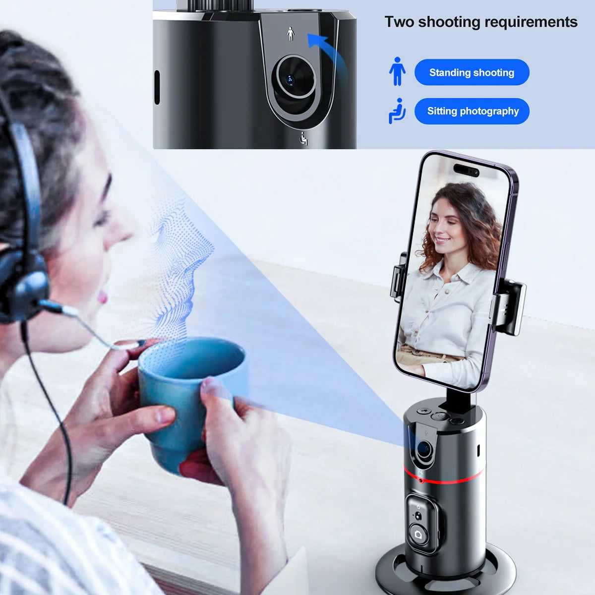 Professional Phone Stabilizer with Smart Facial Tracking, Detachable Clip, Fill Light, and Wireless Selfie Stick Tripod Stand