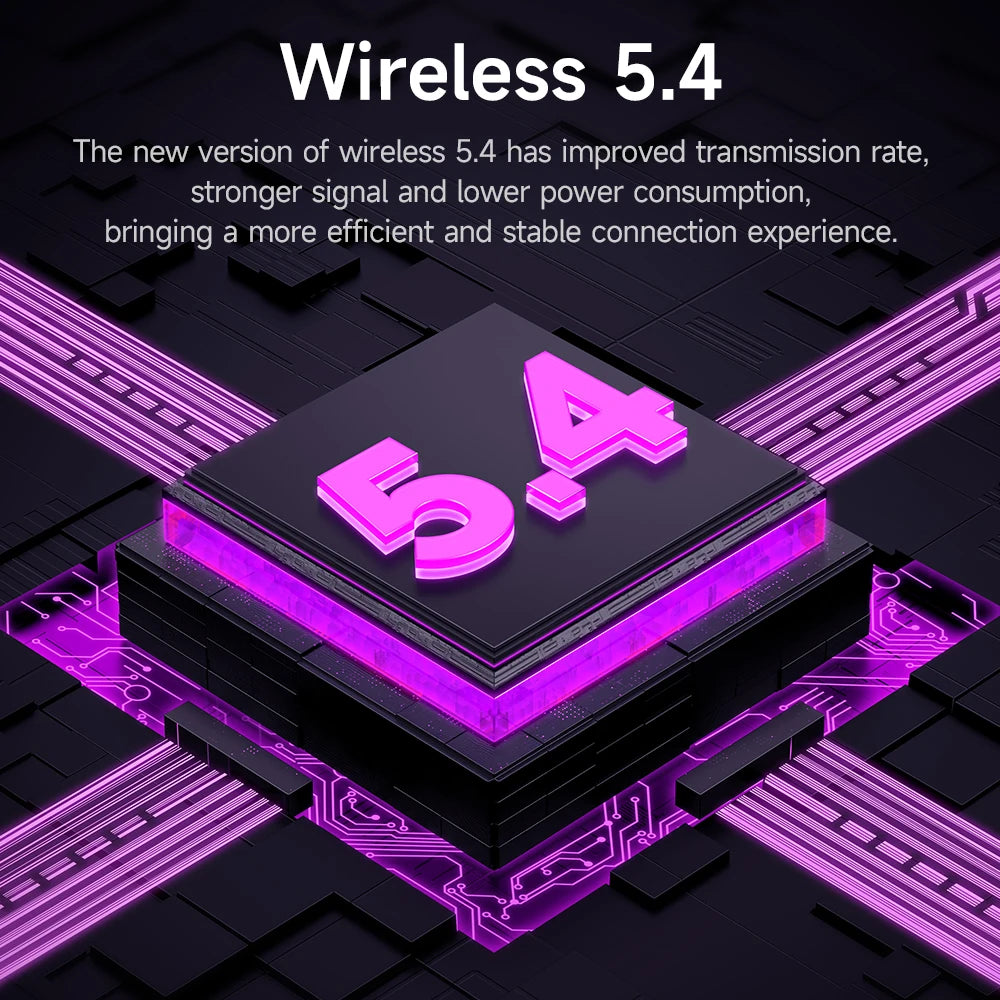 EW72 Wireless Bluetooth 5.4 ANC Noise-Cancelling Earphones with LED Touchscreen Charging Case for Music and Sports
