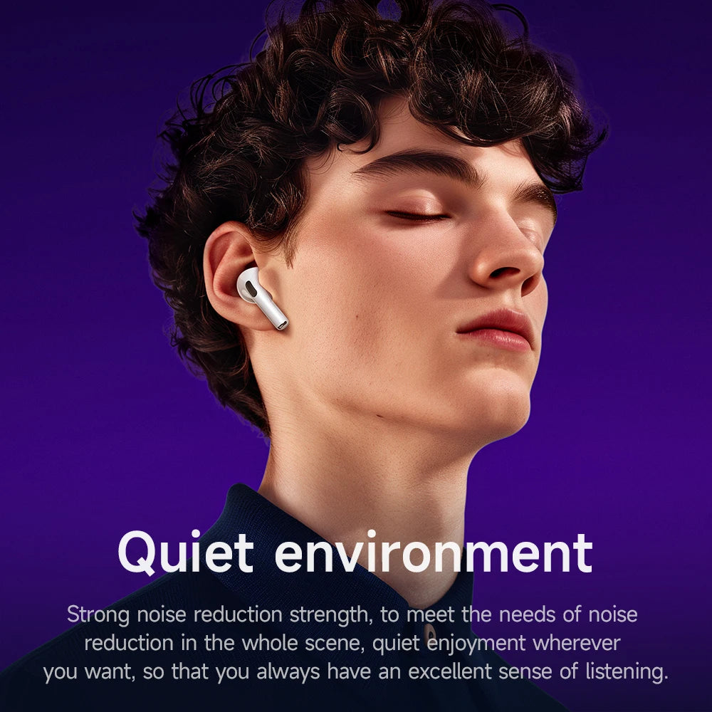 EW72 Wireless Bluetooth 5.4 ANC Noise-Cancelling Earphones with LED Touchscreen Charging Case for Music and Sports