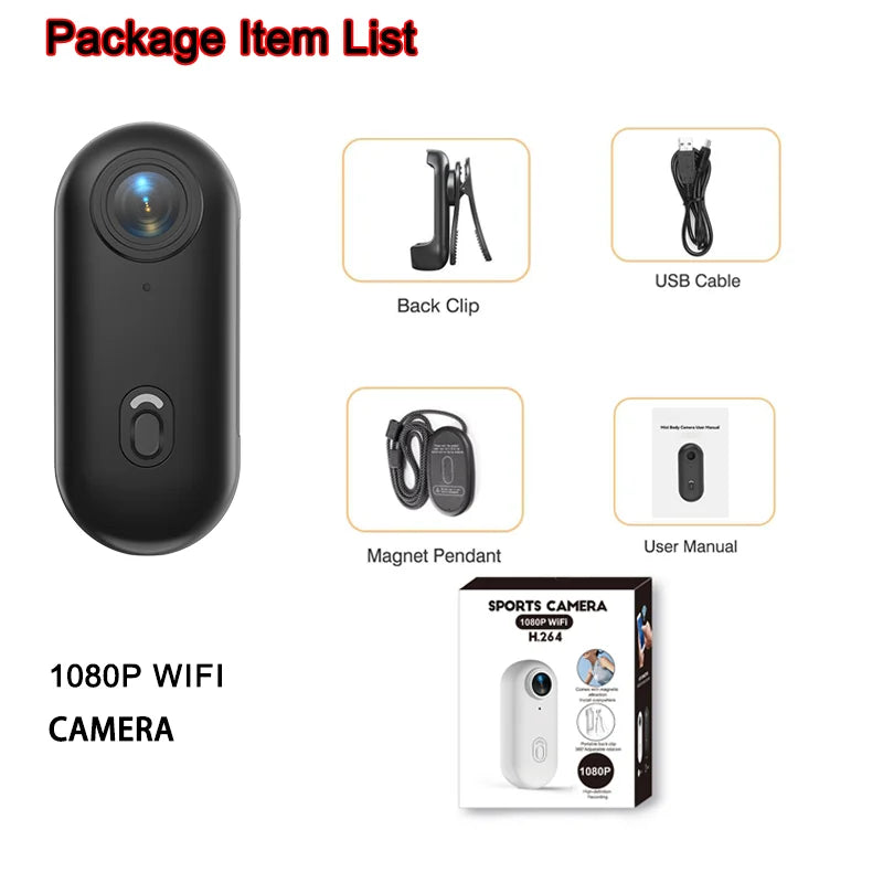 4K HD Mini Vlog Camera with Wi-Fi Connectivity - Portable Action Body Cam for Sports and Travel Photography, Compact Video Recorder