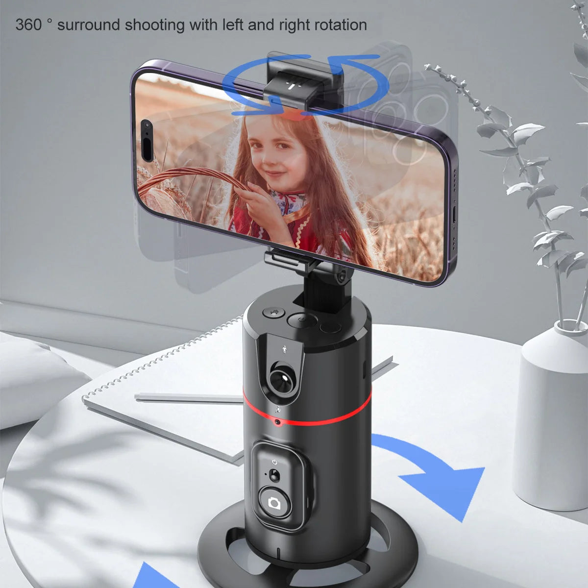 Professional Phone Stabilizer with Smart Facial Tracking, Detachable Clip, Fill Light, and Wireless Selfie Stick Tripod Stand