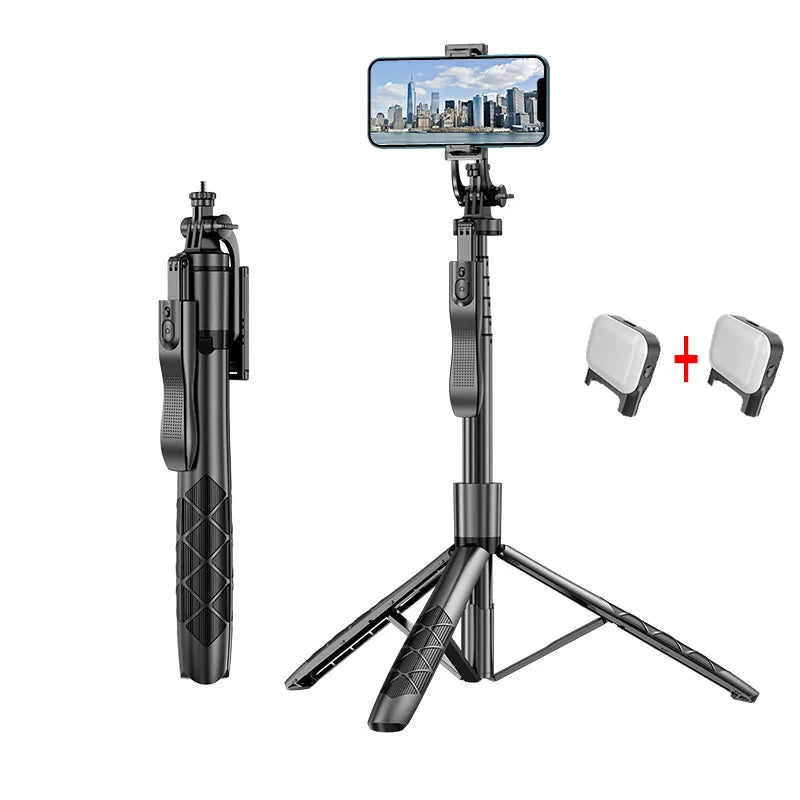 Professional Phone Stabilizer with Smart Facial Tracking, Detachable Clip, Fill Light, and Wireless Selfie Stick Tripod Stand