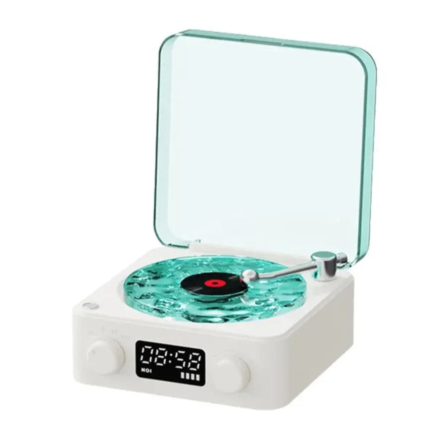 Retro Turntable Speaker Wireless Bluetooth 5.0 Wave Vinyl Record Player Gifts Surround Projection Stereo 3.360° Lamp Sound C8K2