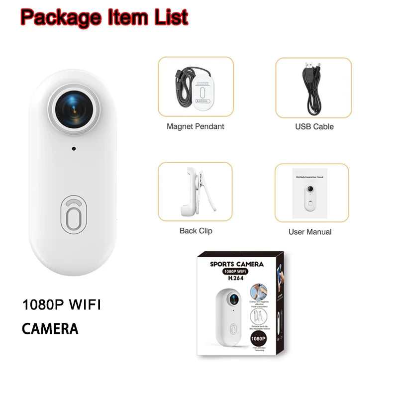 4K HD Mini Vlog Camera with Wi-Fi Connectivity - Portable Action Body Cam for Sports and Travel Photography, Compact Video Recorder