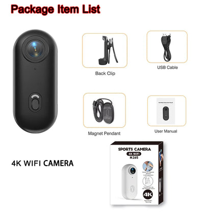 4K HD Mini Vlog Camera with Wi-Fi Connectivity - Portable Action Body Cam for Sports and Travel Photography, Compact Video Recorder