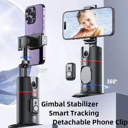 Professional Phone Stabilizer with Smart Facial Tracking, Detachable Clip, Fill Light, and Wireless Selfie Stick Tripod Stand